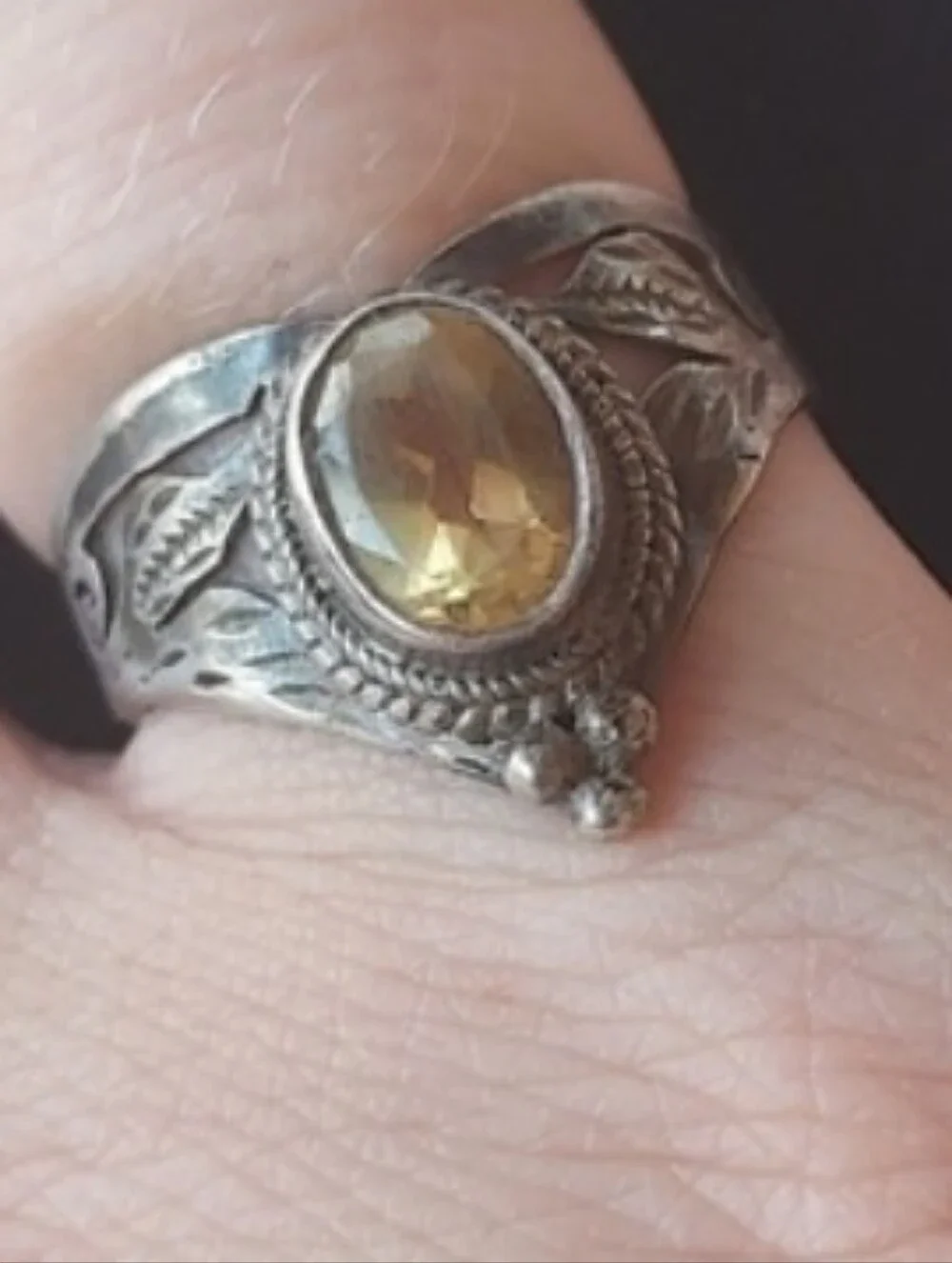 Vintage Sterling Silver Citrine Ring 6.75